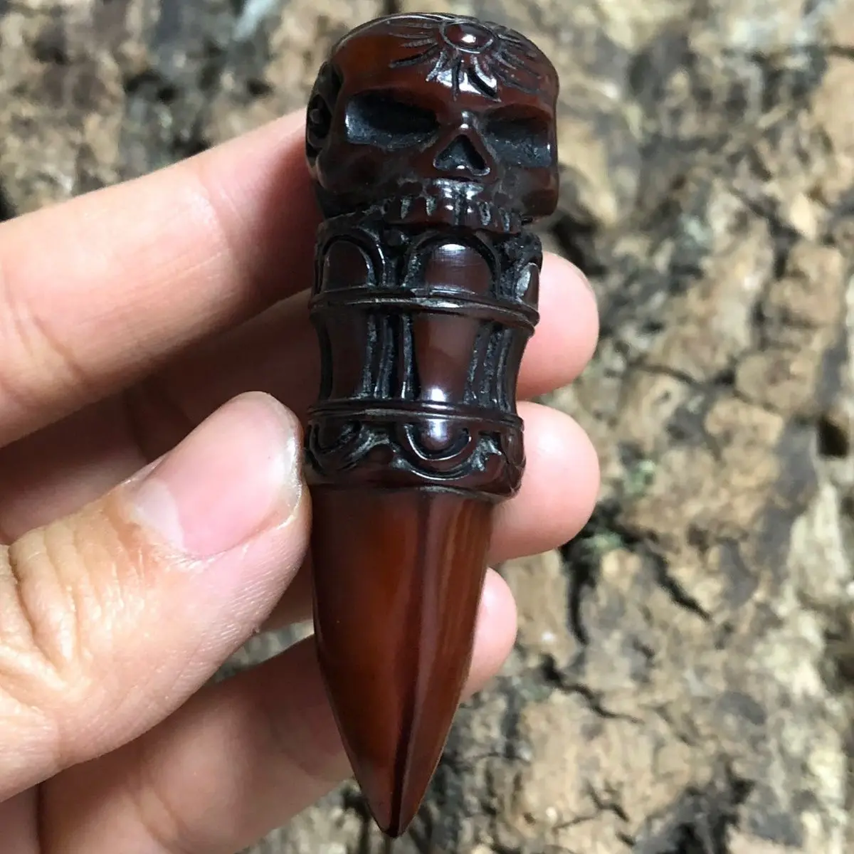 Ox horn Carved Skull vajra pestle Statue Ornaments Craft Gift