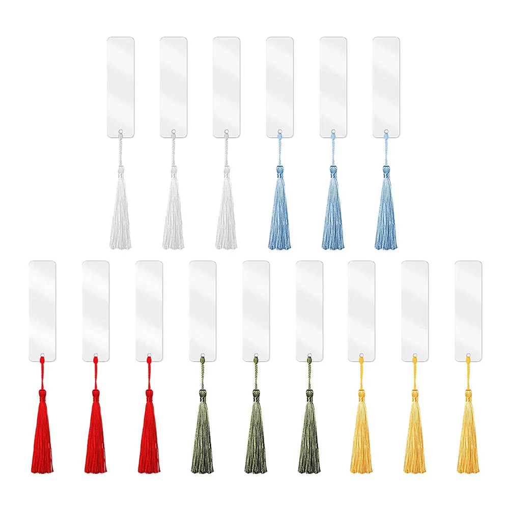 Marcapáginas de sublimación en blanco con agujero de borla, manualidades de transferencia de calor, regalos DIY, marcapáginas en blanco de sublimación, 15 Uds.