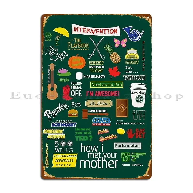 How I Met Your Mother Metal Sign Wall Decor Cave Wall Mural Party Character Tin Sign Poster
