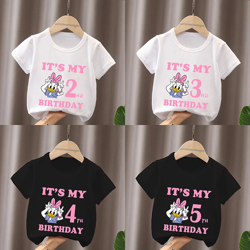 

It's My 1 2 3 4 5 6 7 8 9 Years Birthday Boys Girls T shirt Daisy Duck Print Cartoon Cute Kids Clothes Baby Children's T-Shirts