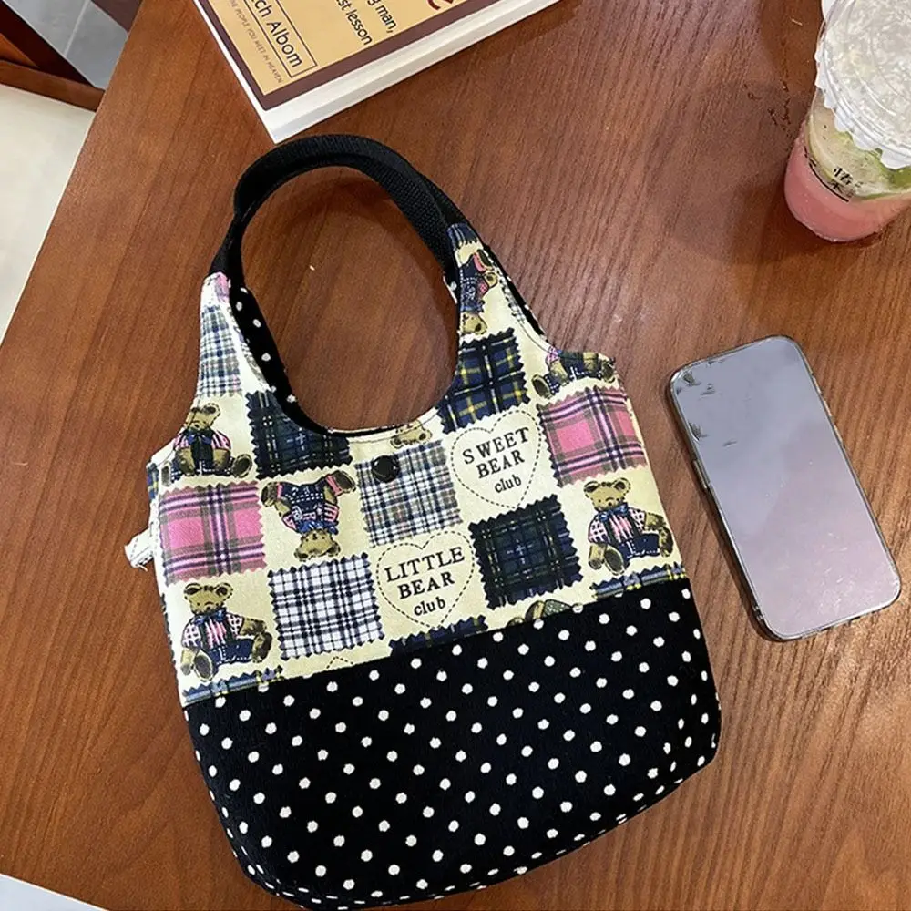 

Leisure INS Sweet Lace Handbag Denim Plaid Canvas Tote Bags Women's Bag