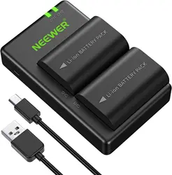 Neewer 2-Pack 2000mAh LP-E6 LP-E6N Replacement Rechargeable Camera Batteries & Micro USB Input Dual Charger Set for Canon