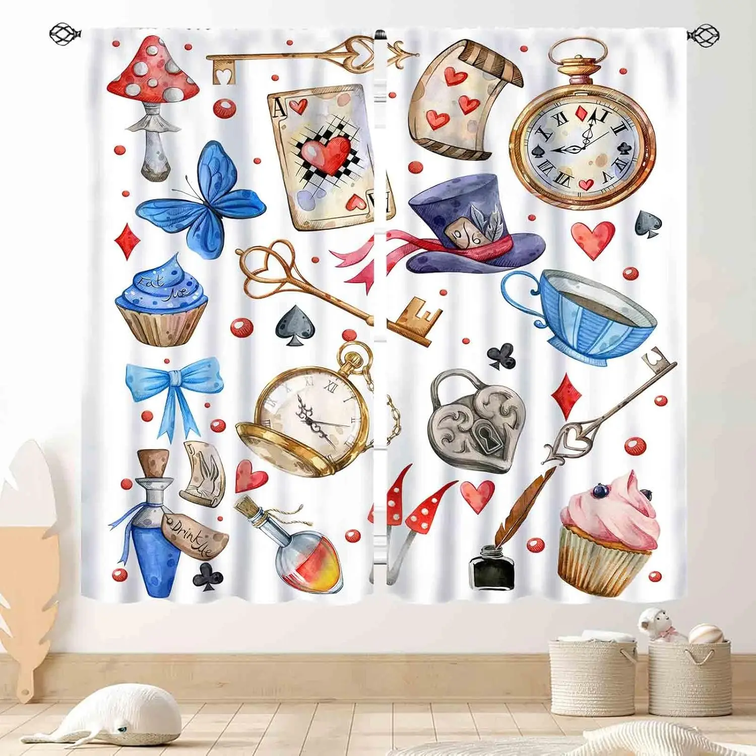 Vintage Bookshelf Curtains,Retro Library Old Antique Bookcase Gothic Style Rustic Blackout Window Drapery Treatments for Bedroom