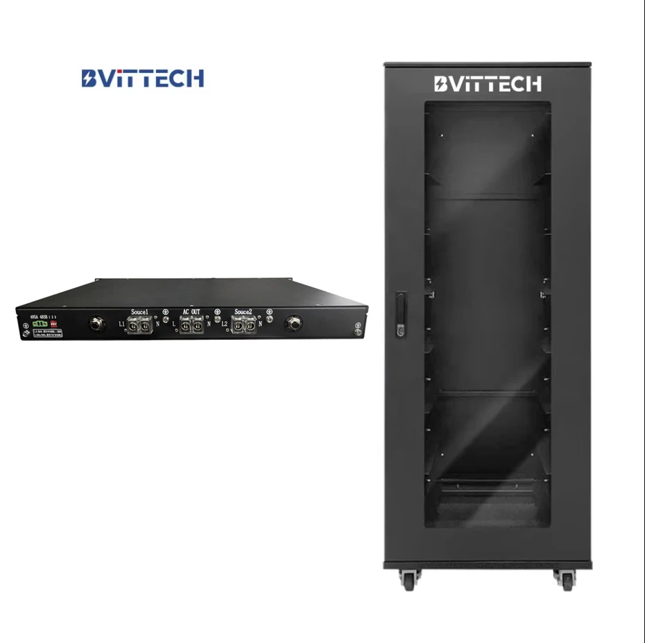 

Промышленный стоечный статический резервный переключатель 1U, 45А, однофазный металлический автоматический резервный переключатель