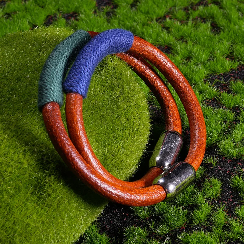 Vintage Leather Rope Bracelets Tibetan Ethnic Style Couple Style Hand Woven Men's and Women's Simple Cowhide Hand Rope