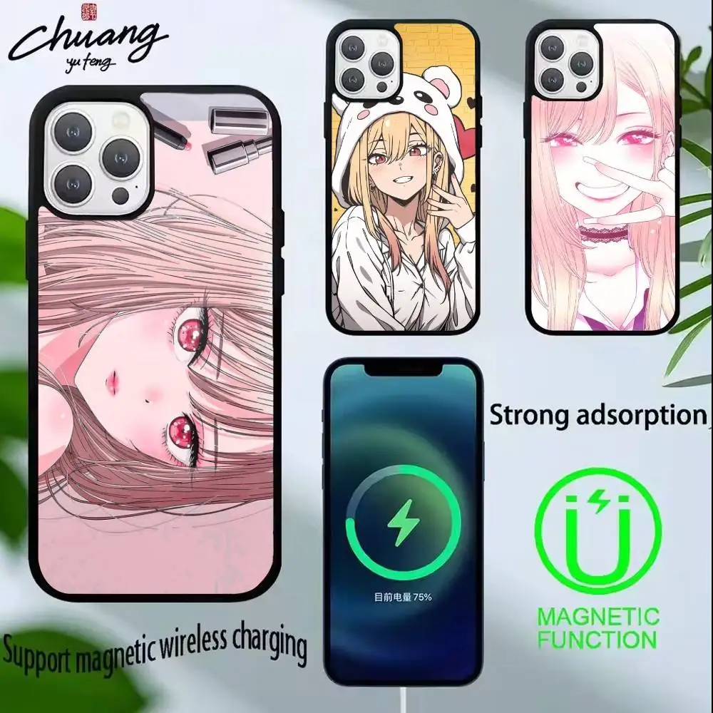 

S-Darling Marin Kitagawa Colorful Silver Phone Case For iPhone 14,16,15,13,17,12,Plus,Pro,Max Magnetic For Magsafe Frosted Cove