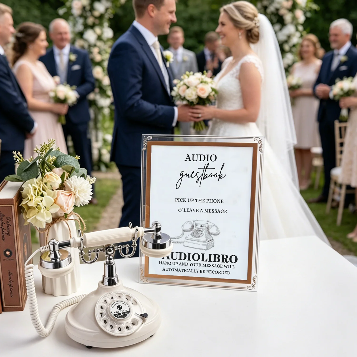 Voice Guestbook Telphone Wedding Telephone Capacity Vintage Rotary Recording Phone Customized Message for Wedding Birthday Party view 6