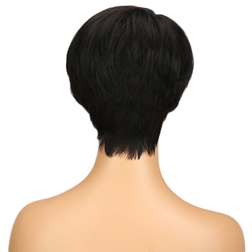 Lekker Wear to go Short Pixie Cut Human Hair Wigs For Women Brazilian Remy Hair Natural Black Mushroom head Haircut Full Bob Wig