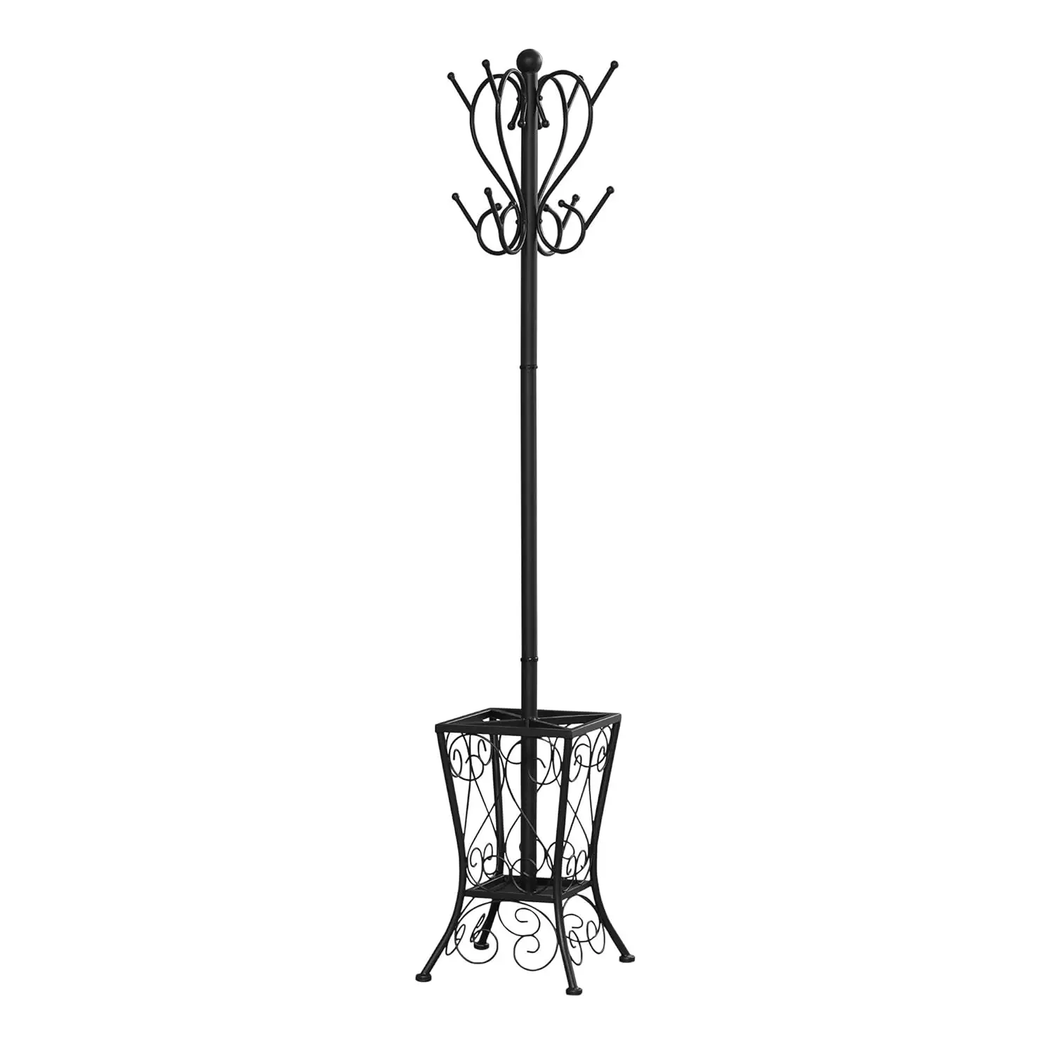 

71"H Freestanding Hall Tree 8 Hooks Umbrella Holder Metal Entryway Bedroom Customized