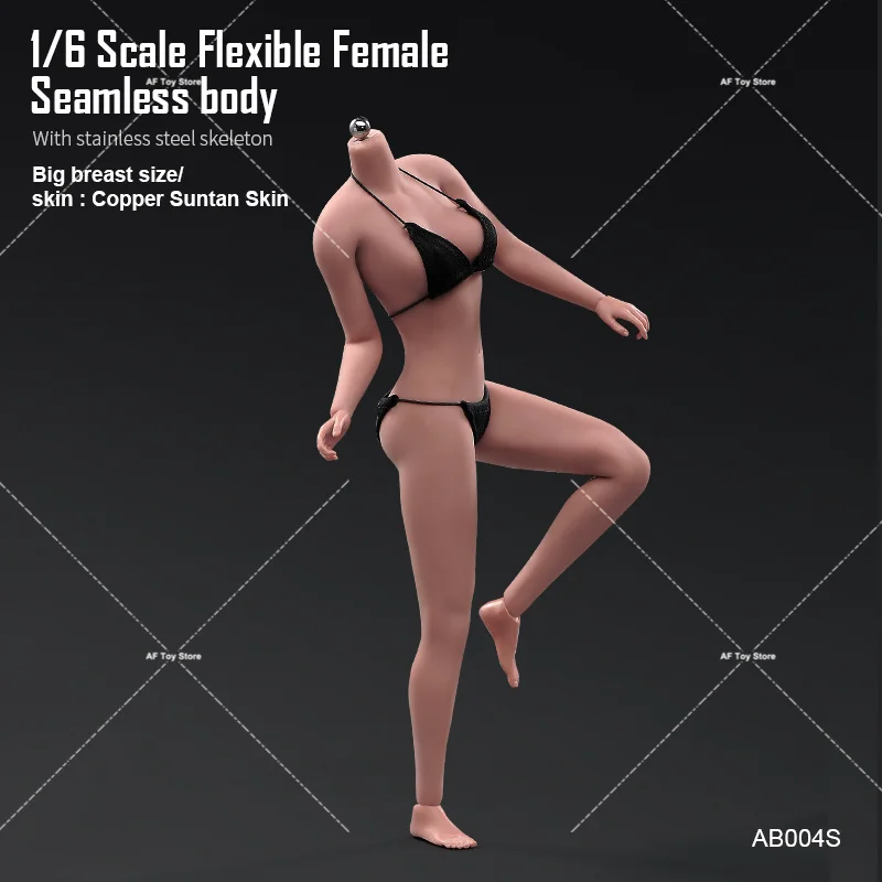 AB001-figura de acción Flexible sin costuras para mujer, 12 pulgadas, bronceado pálido, Piel Normal, esqueleto de acero, pecho grande, 1/6