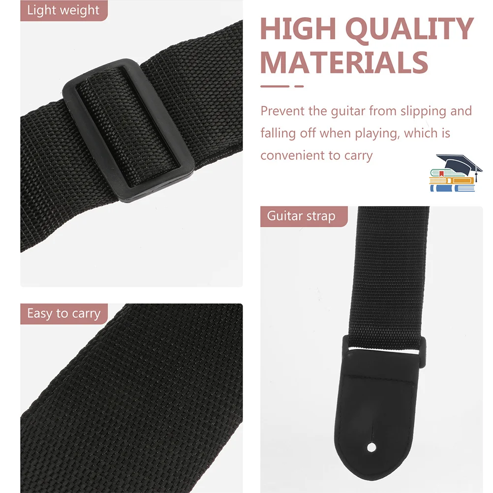 

2Pcs Thickened Guitar Strap Durable Adjustable Wear Resistant Anti Stretch for Folk Electric Guitar Replacement