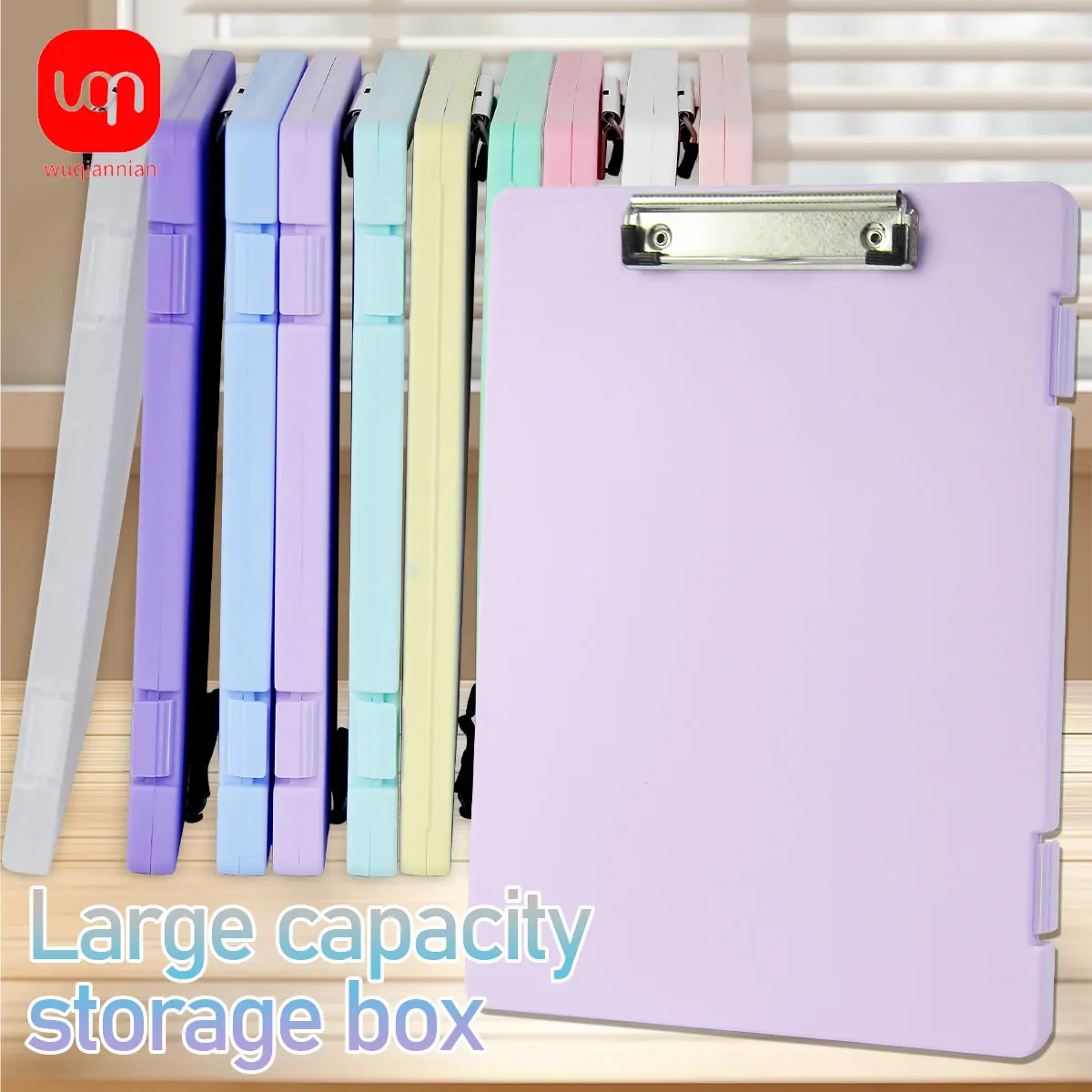 A4 Plastic Clipboard Folder with Storage Case,180°Multi Color Waterproof Writing Board Clip Office School Paper Organizer
