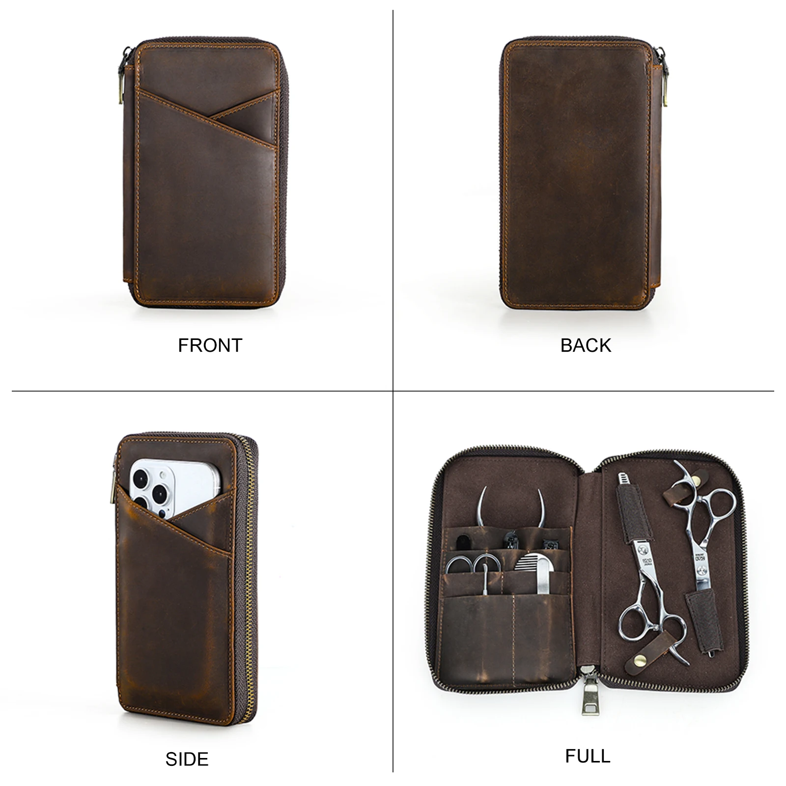 Genuine Leather Case For Manicure Set Professional Practical Kit Storage box for Stainless Steel Nail Clippers Tool Holder