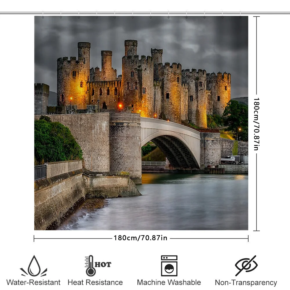 خمر جسر المشهد دش الستار القوطية نهر سيتي سكيب نسيج الحمام ديكور فني ديكور المنزل الجدار الشنق
