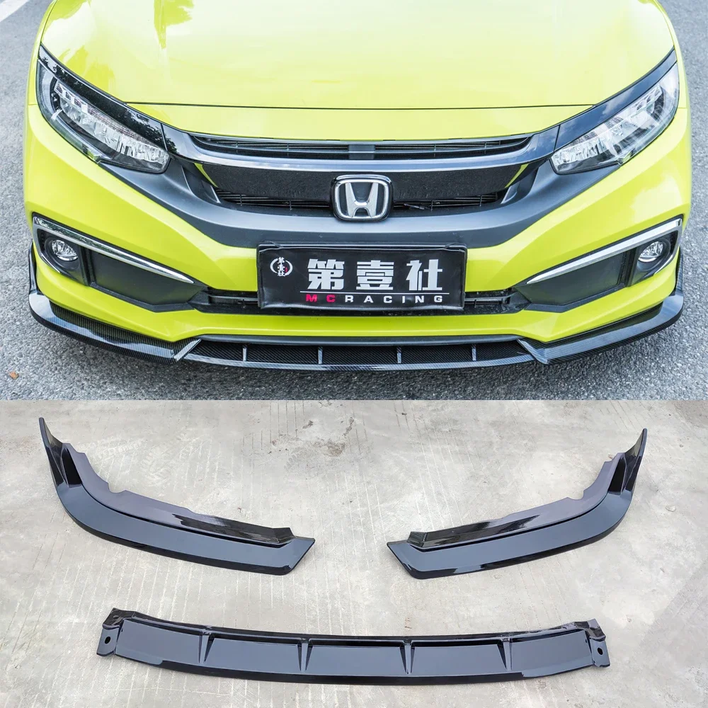 

For Honda CIVIC 2019-2020 Years Car Front Bumper Chin Bodykit Lip on bumper Spoiler Matte Black Bright Black