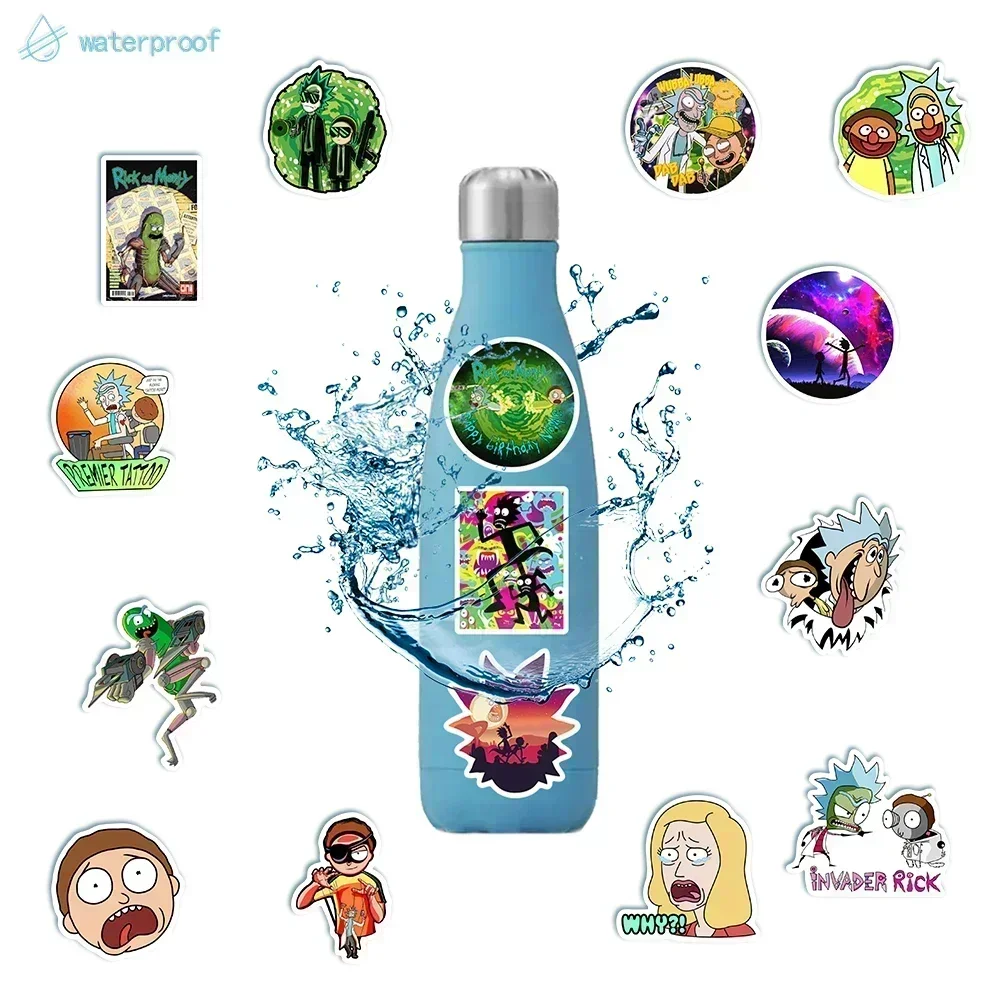 Cartoon Anime  Ricks Mortys Stickers Waterproof Skateboard Travel Suitcase Phone Laptop Suitcase Disney Sticker Cute Kid Toy