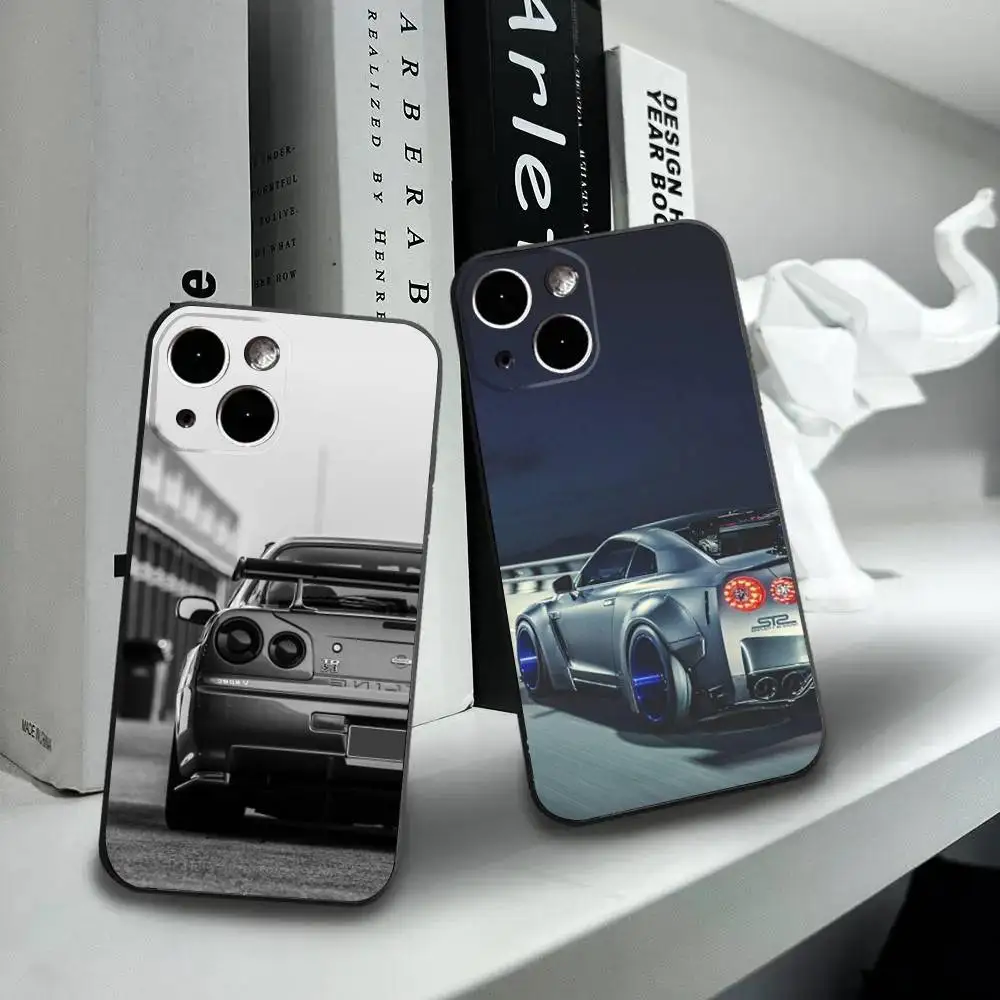 

G-GTR Sport Car J-JDM Cover Phone Case For iPhone16,15,14,13,12 Mini 11 Pro XR,X,XS,MAX 7,8 Plus Silicone Cover Soft Black