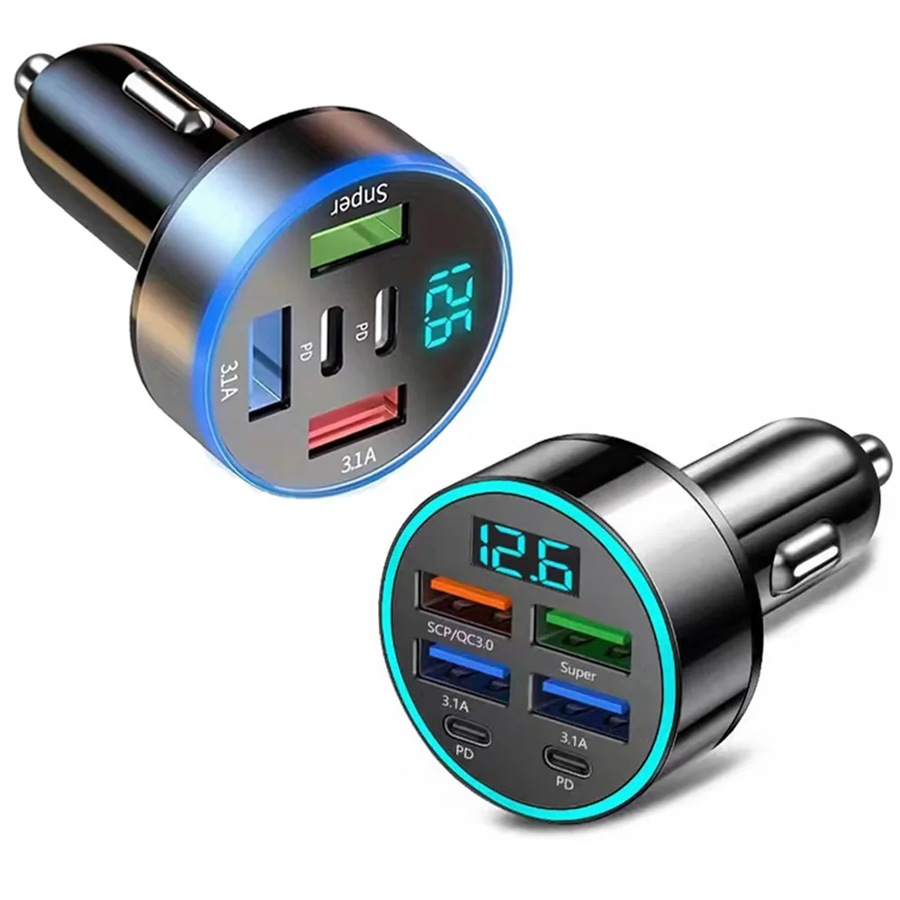 

Car Charging Connectors Fast Charging PD QC3.0 USB C Car Phone Charging Adapter With Voltage For iPhone Samsung Huawei Xiaomi