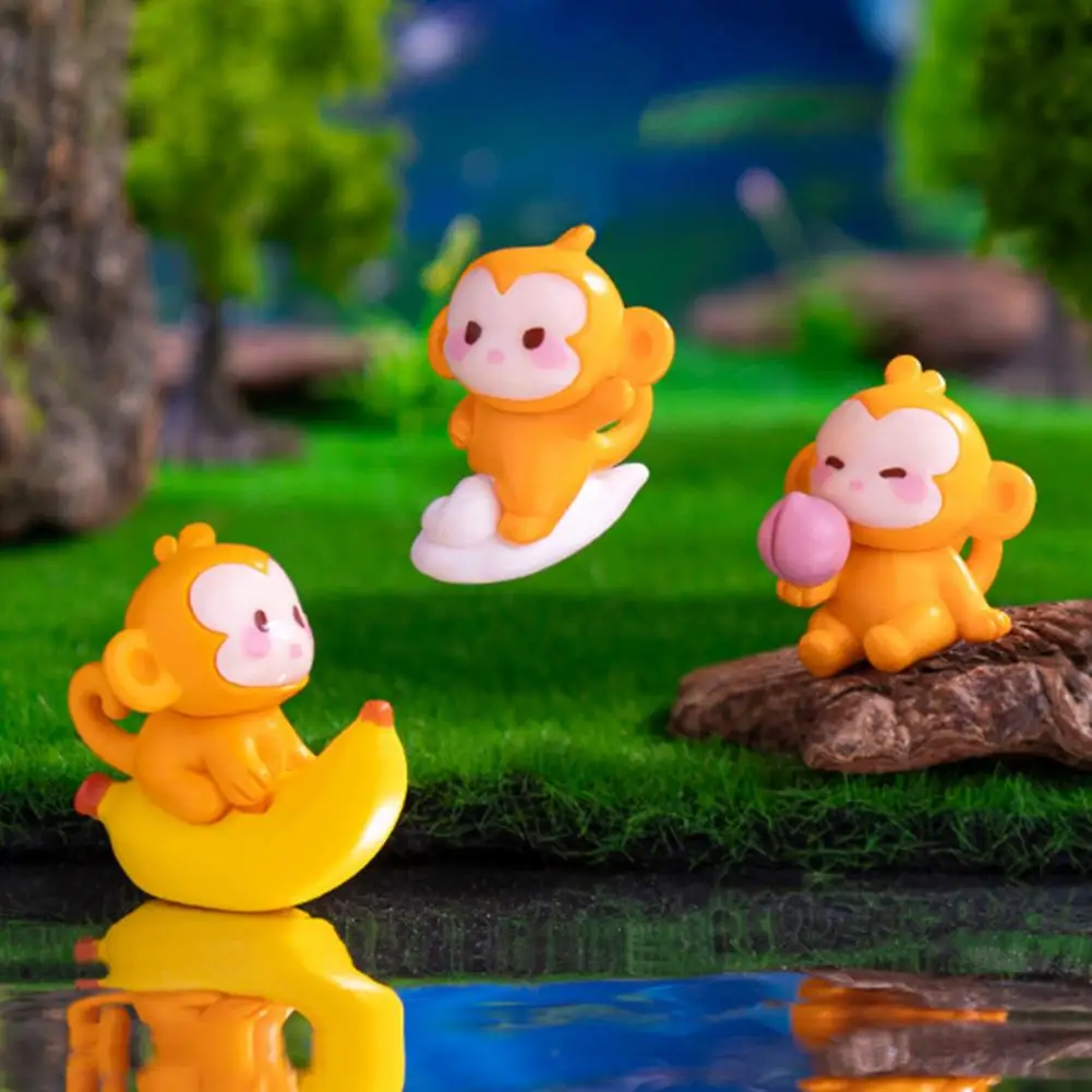 4 Pcs Monkey Miniatures Resin Mini Monkey Figurines Cartoon Miniature Monkey Statues for Desk DIY Micro Landscaping Ornaments - Image 2