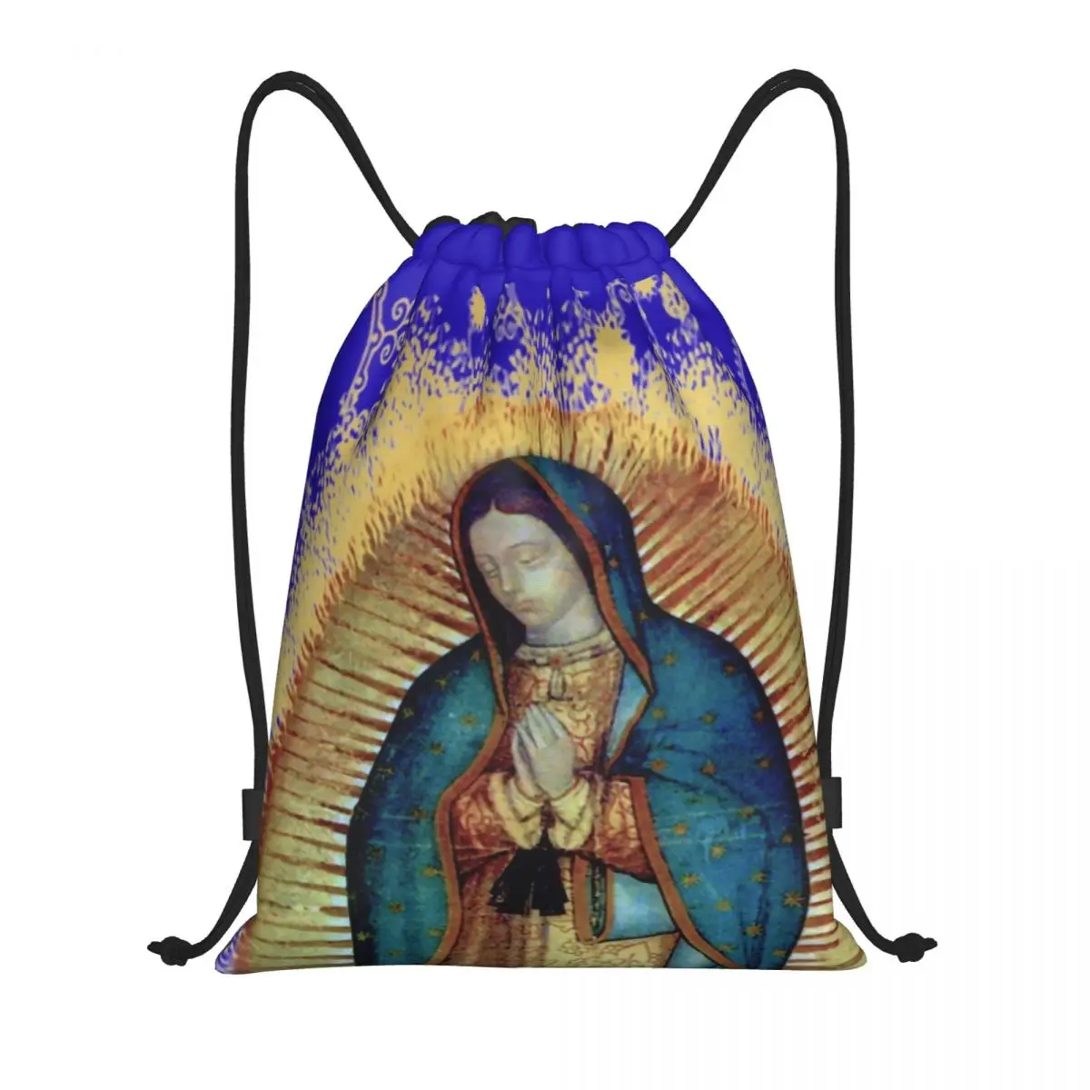 Custom Our Lady Of Guadalupe Mexican Virgin Mary Mexico Tilma borse con coulisse donna uomo zaino leggero per palestra sportiva