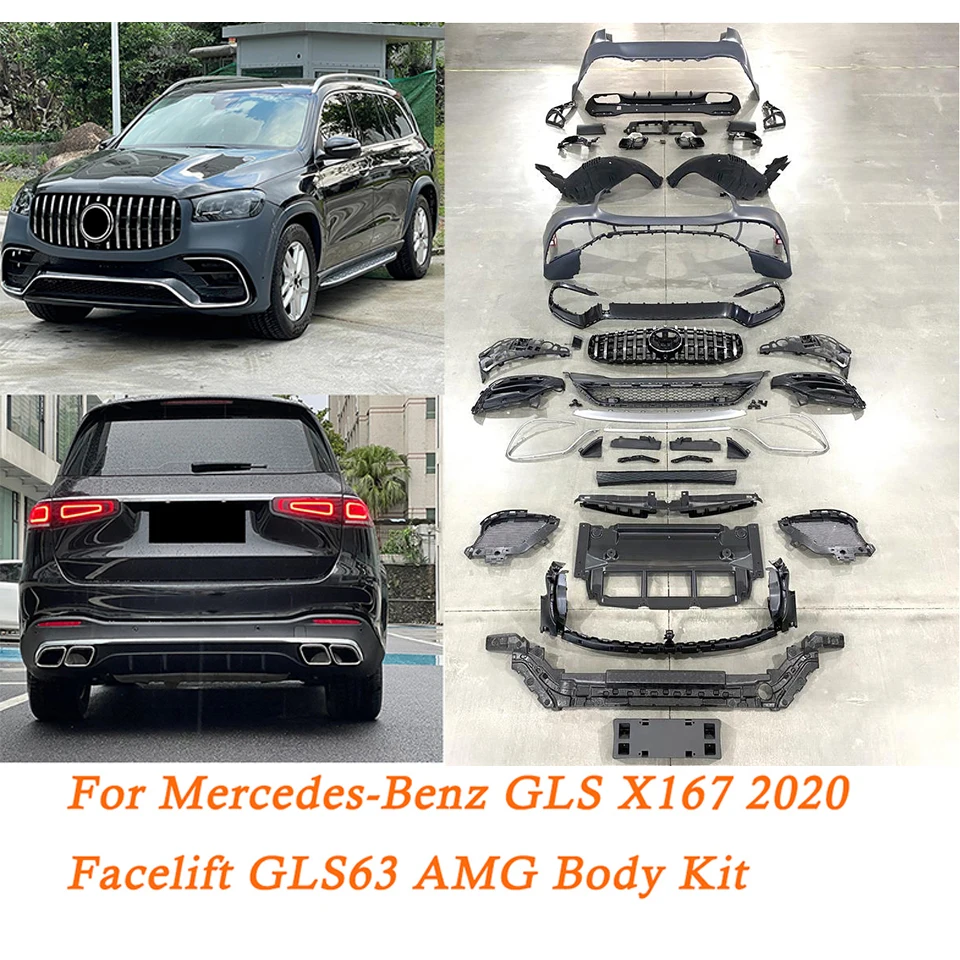 For MERCEDES BENZ GLS X167 GLS63 AMG 2020+ Front Rear Bumper Grille Body Kit