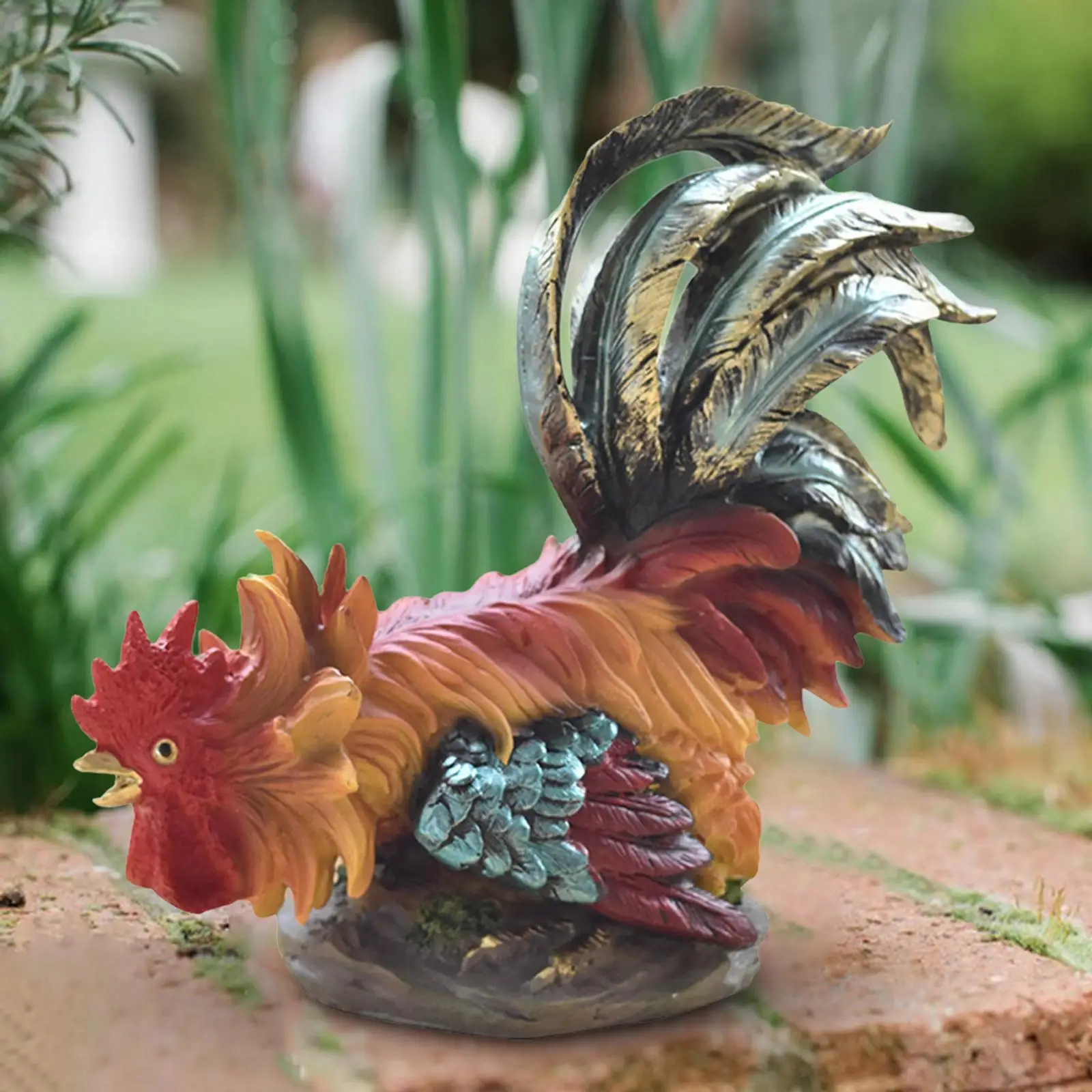 

Rooster Figurine Ornament Chicken Creative Garden Decor Resin Sculpture Animal Statue for Outdoor Balcony Courtyard Indoor Room