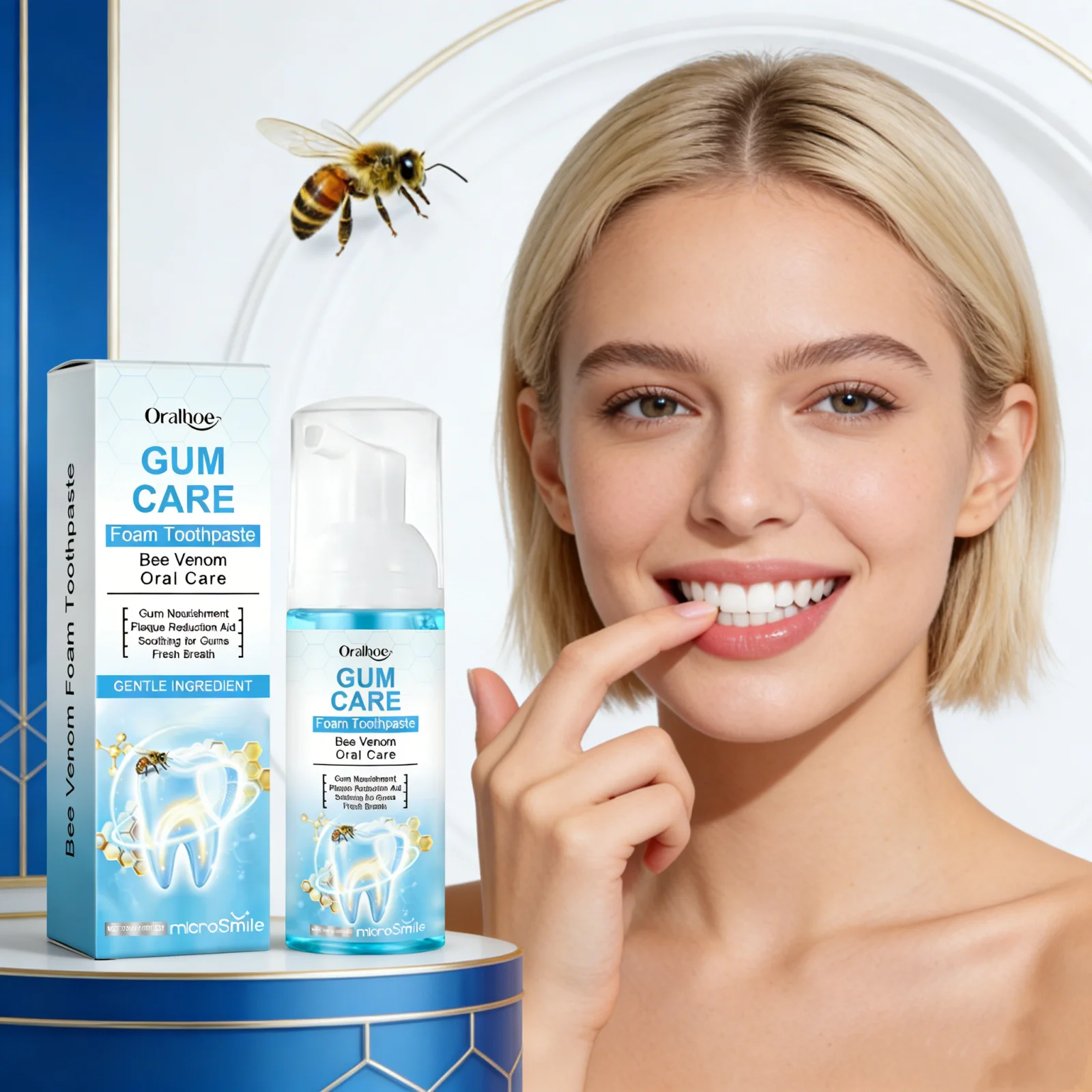 Teeth Cleaning Toothpaste Mousse Natural Bee Venom Remove Stains Brighten Teeth Lasting Fresh Breath Whitening Toothpaste Foam