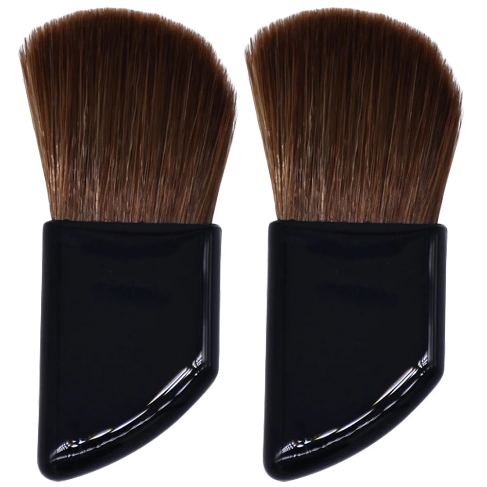 2개입 블러쉬 브러쉬 미니 여행용 사이즈 부드러운 나일론 휴대용 파운데이션 어플리케이터 루즈 파우더 치크 도구 메이크업 키트