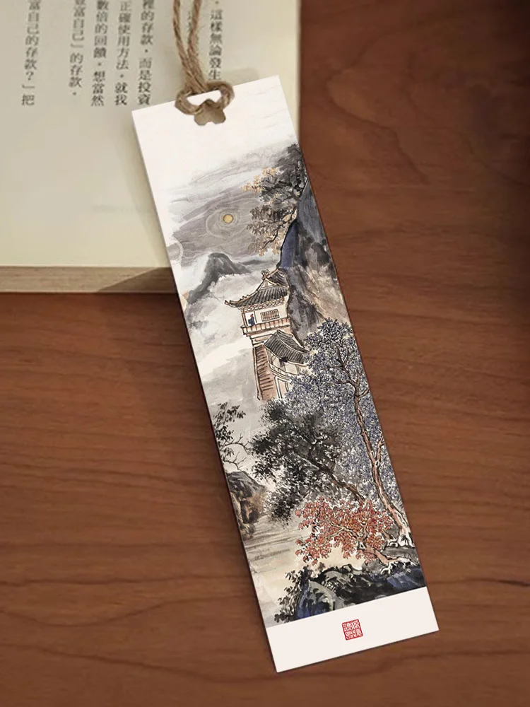 30pcs Chinese bookmark Ancient ink and landscape painting Reading page logo Diary notebook book mark card Student creative gift