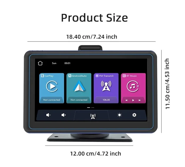 HENMALL Car multimedia player B5307 7 Inch Portable Car MP5 With Wireless carplay FM Audio