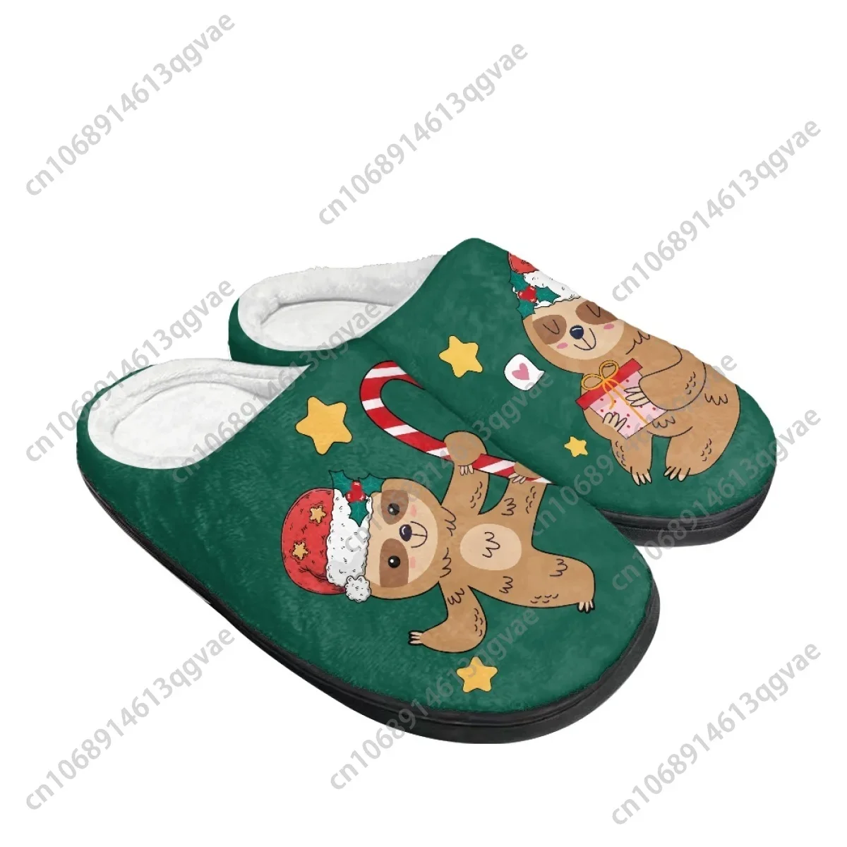 Christmas Cute Animal Theme Pictures Scarf HOHO Home Cotton Slippers Mens Womens Teenager Plush Bedroom Keep Warm Custom Slipper image 4