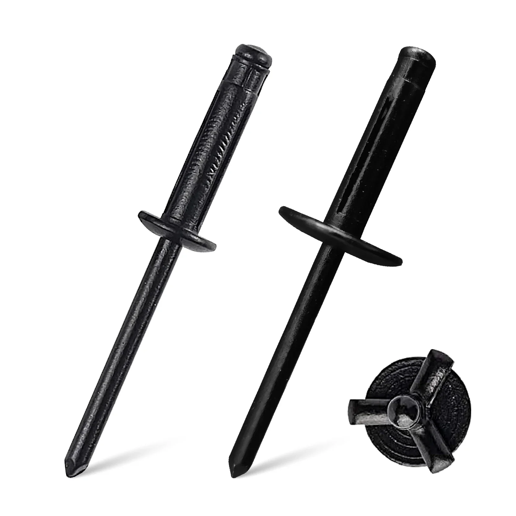 50 pezzi completamente in alluminio verniciato nero tri-fold esplosione rivetti pop flangia grande blub rivetto cieco interni auto condizionatore d'aria