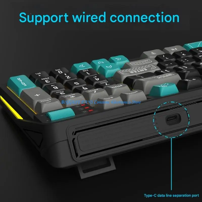 USB Cord Keyboards Mechanical Feel 97Key RGBs Backlits Adjustable Volumes Wheel ABS Office Use