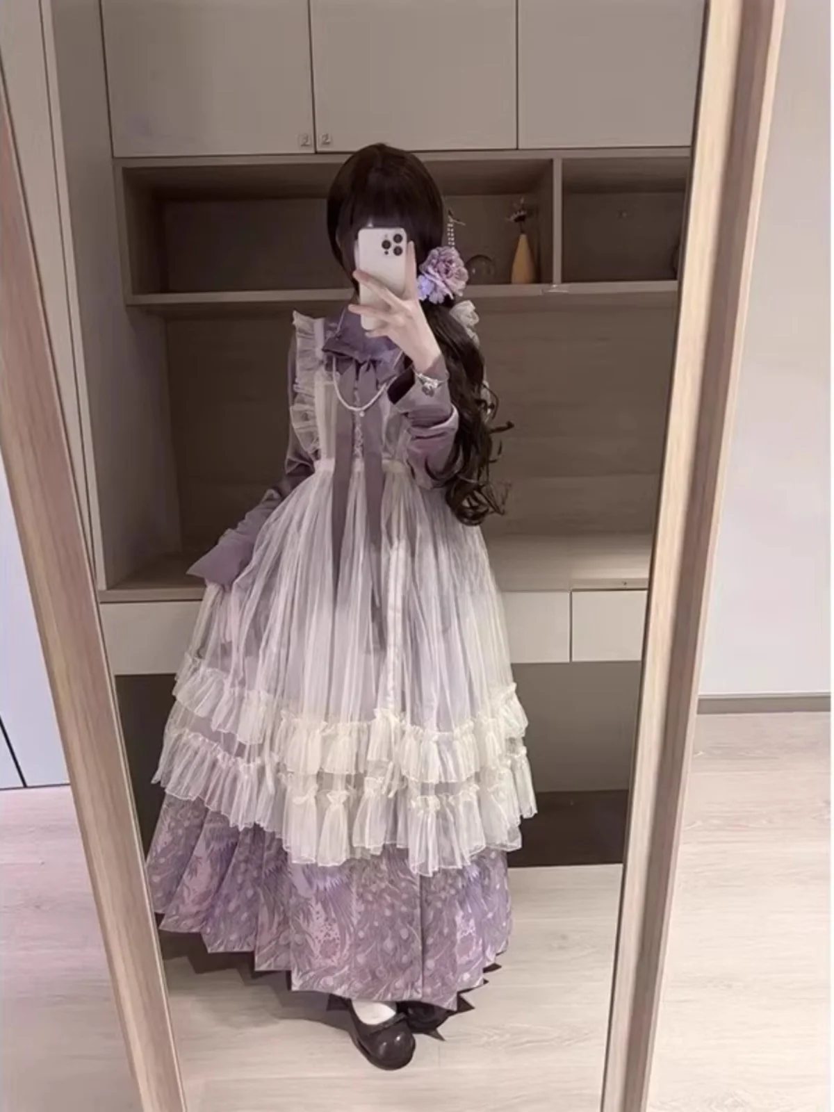 

Фиолетовый кардиган с открытым воротником и юбка в стиле Ханьфу: Новогодний наряд для осени и зимы, повседневная одежда, традиционный китайский костюм