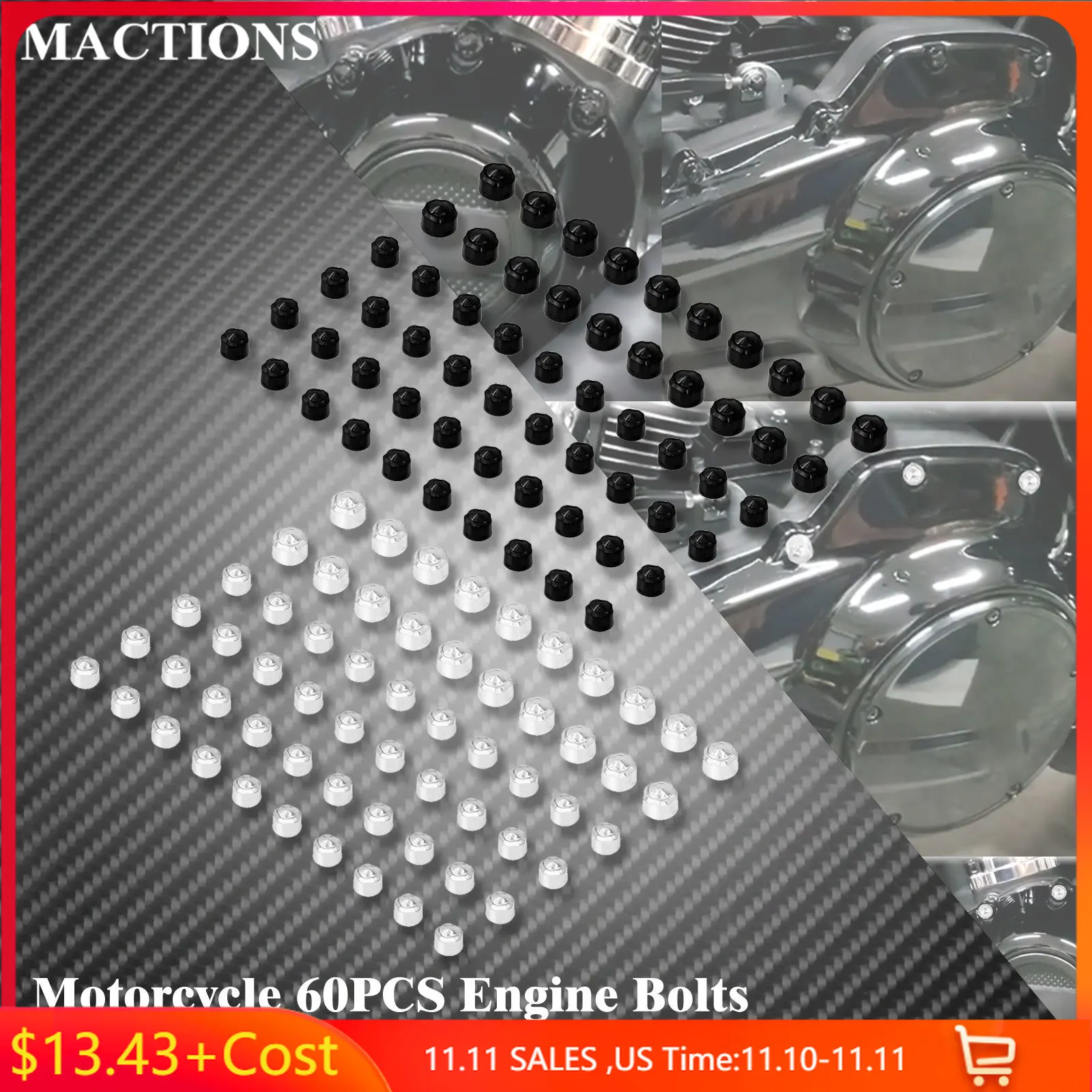 

Motorcycle Engine Bolts 60pcs Screw Caps Cover Protector For Harley Touring Road Street Glide FLHR Softail Fat Boy FLS 2018-Up