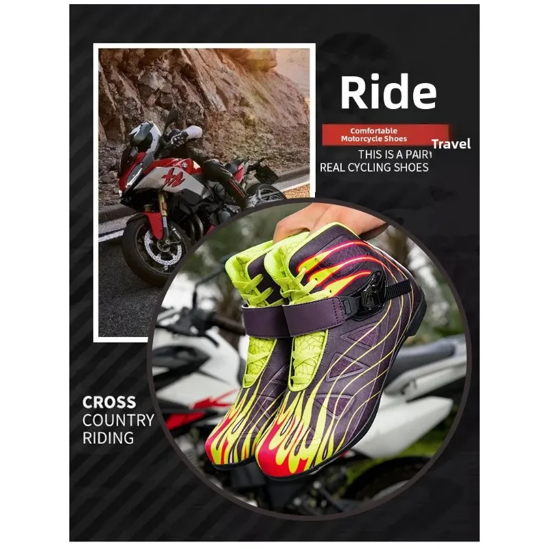 

Comfortable Motorcycle Riding Boots Anti-Fall Track Level Protection Boots Wear-Resistant Travel Knight Equipment for Men And...