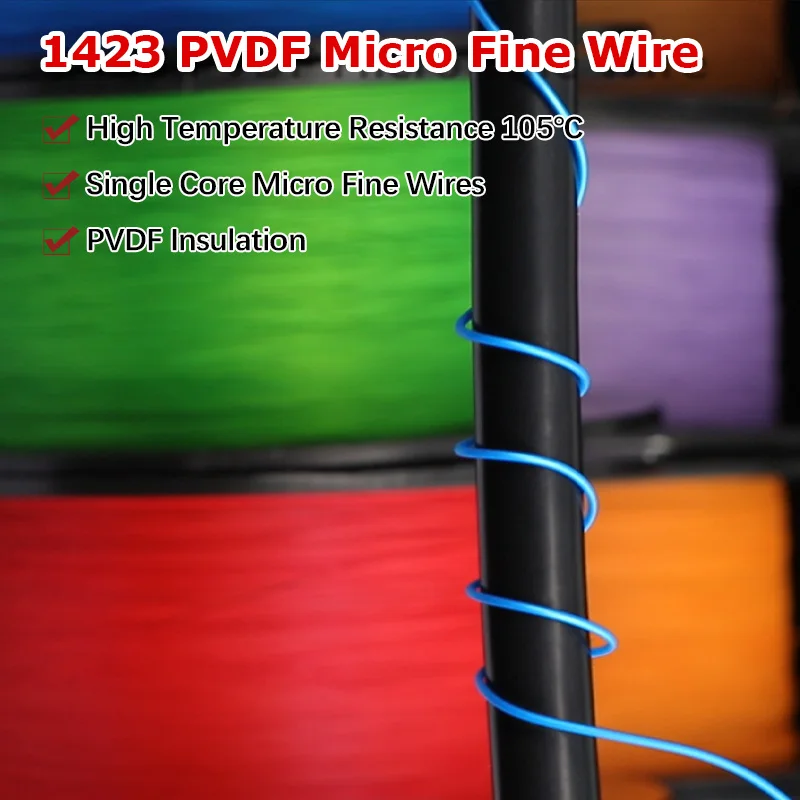 10~100m 1423 PTFE Silver Plated Copper Wire 38/36/34/32~24 AWG High Temperature Single Core Micro Fine Cable Electronic Wiring