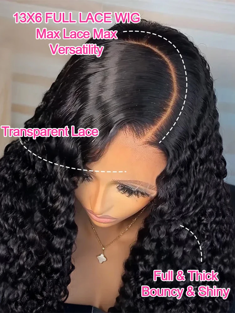 

13x6 HD Lace Frontal Human Hair Wigs 44Inch Deep Wave Frontal Wig Transparent Remy Curly Human Hair Lace Frontal Wigs For Women