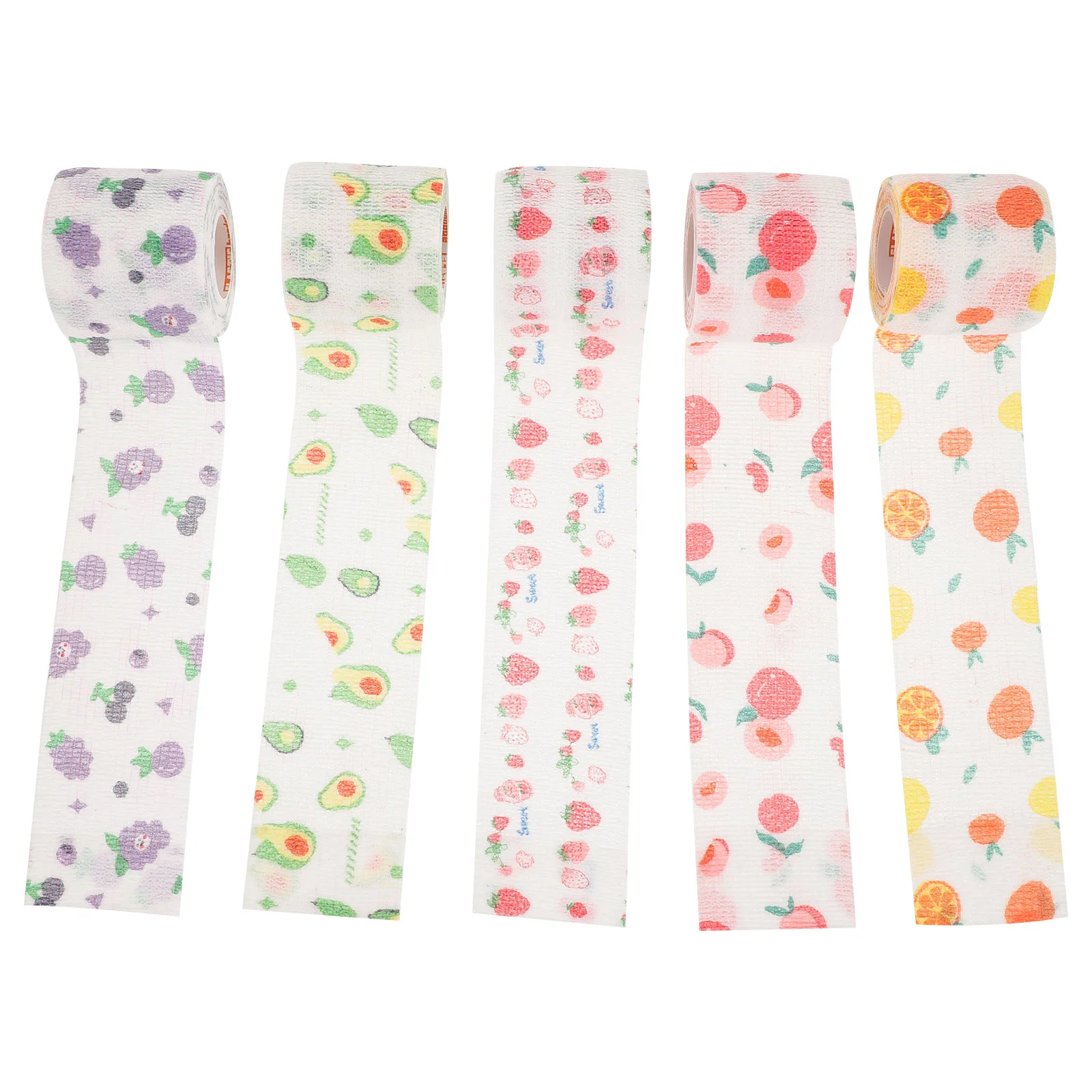 5 Rolls Self-adhesive Bandage/cute Fruit/sports Bandage/5cm Wide Tape Cat for Pets Bandages Dogs Paw Portable Non-woven Fabric