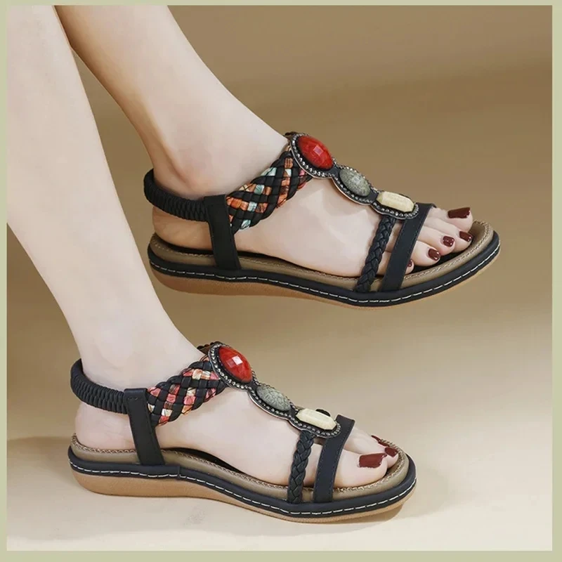 New Summer Women Platform 2.5cm sandali con tacco basso Lady leggero fuori tacchi bassi moda femminile fascia elastica Flats