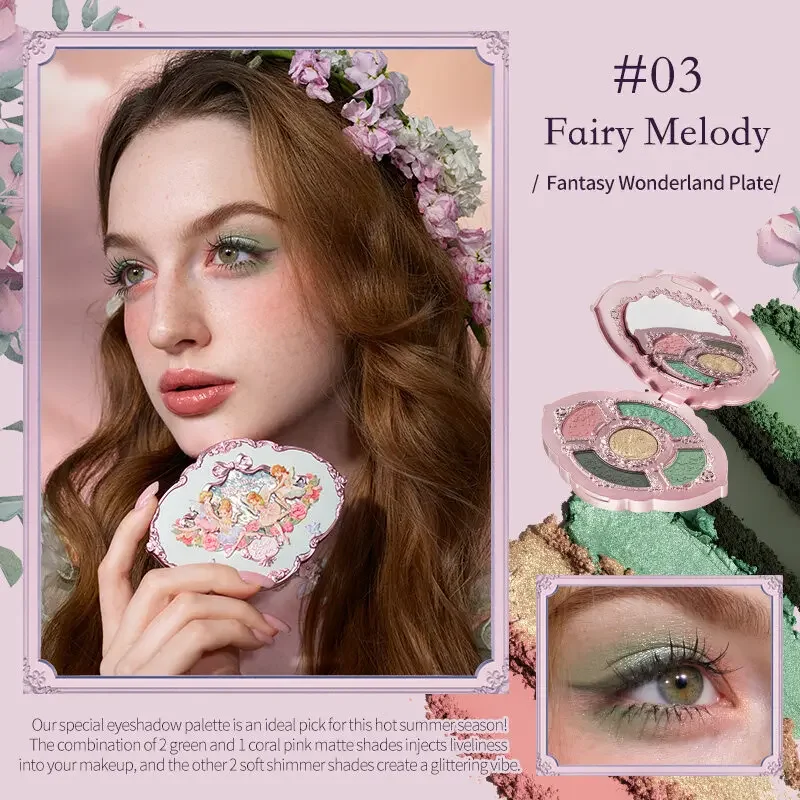 Flower Knows Midsummer Fairytales 5-Color Eyeshadow Palette Butterfly Aesthetic Pigmented Shimmer Fairycore Makeup Palette