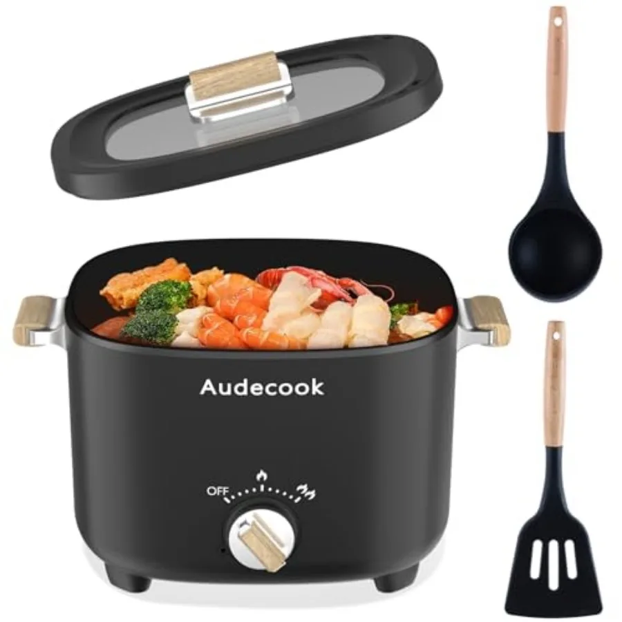 

Hot Pot Electric 2.5L Portable Nonstick Multicooker for 1-3 Persons Honeycomb Texture Travel Electric Skillet with Dual Power T