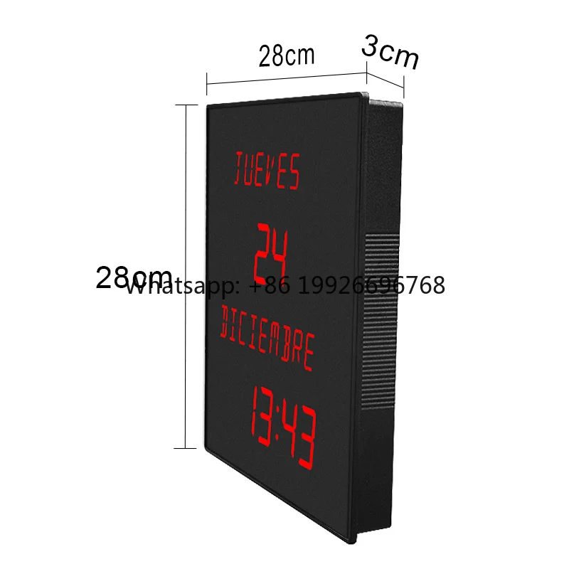 CP038 Home Decor LED Calendar Day Wall  Red Digital Calendar Display  With Date
