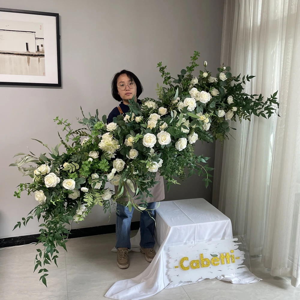 

Bespoke Luxury Floral Design Flowers Garlands for Wedding Gypsophila Runner Flower Row Greenny Strips White and Green Decorative