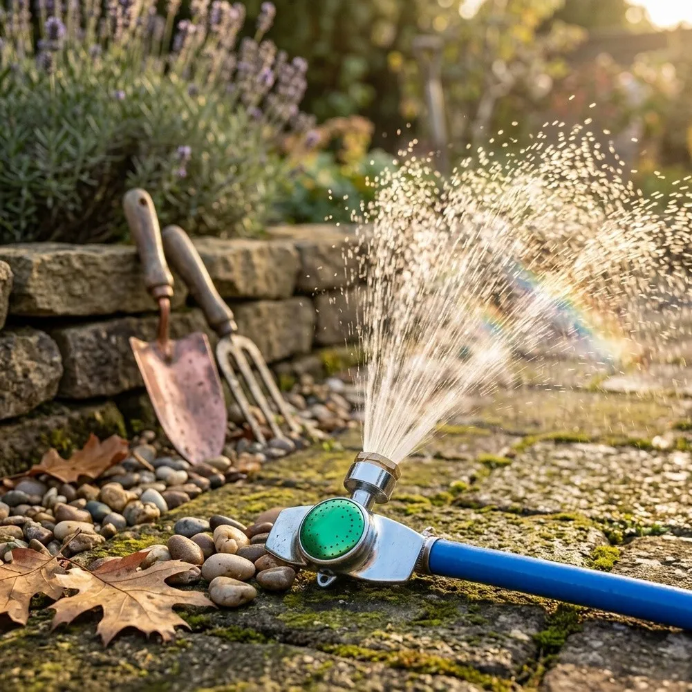 30ft Coverage Metal Garden Sprinkler Zinc Alloy Frame 360 Degree Spray Pattern Compatible with 3/4 Inch Hose Fitting