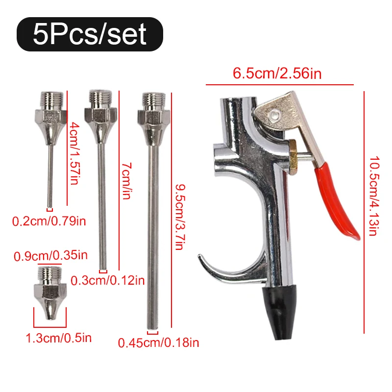 Imagem -03 - Compressor de ar Blow Gun Kit de Entrada de Metal Ferramenta de Limpeza de Poeira Pneumática Soprador de Bico Inflável Pcs por Conjunto