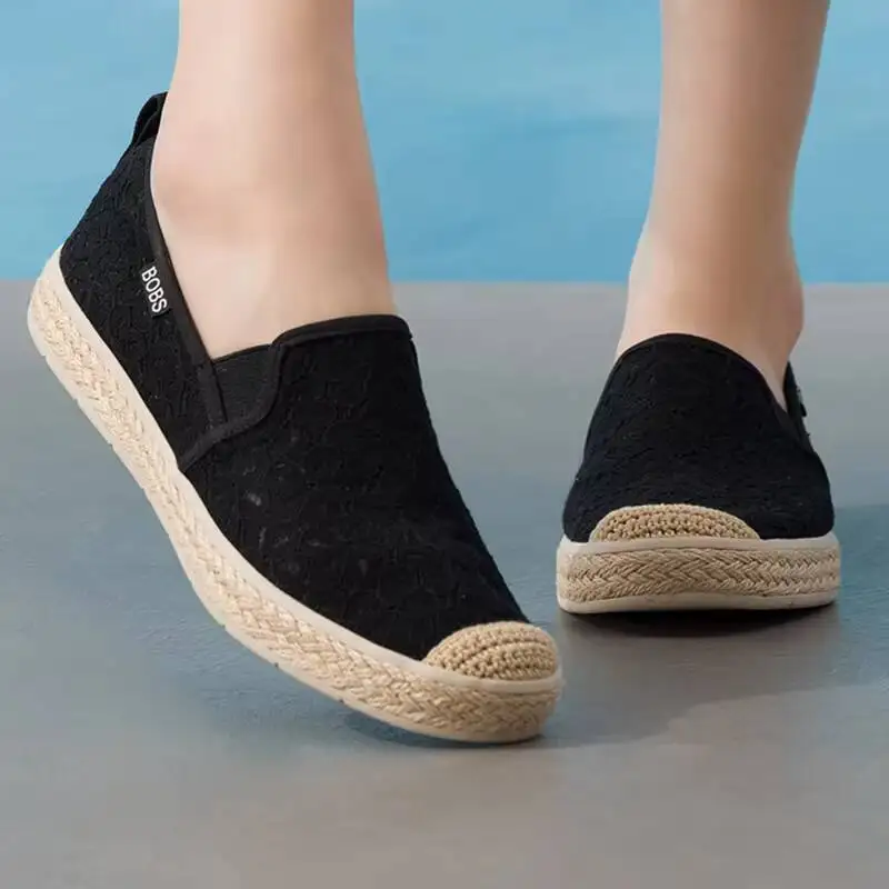skechers-114046-blk-women-black-lace-espadrille-slip-on-shoes-breathable-jute-sole-lightweight-daily-loafers-free-returns