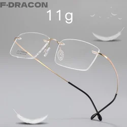 New Ultra-light pure Titanium Rimless Men's Glasses Frame Trimmed Business Square Optical Prescription Men's Rimless Frames16005