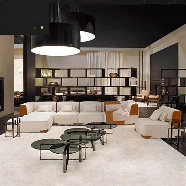 Marriage Personal Tufted White Sofa L Shape Comfortable Modern Modular Combination, Furniture Leather Sofa