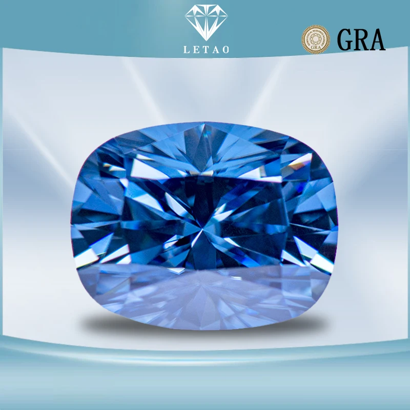 

Moissanite Stone Royal Blue Primary Color Cushion Cut Lab Grown Diamond Advanced Jewelry Making Materials with GRA Certificate